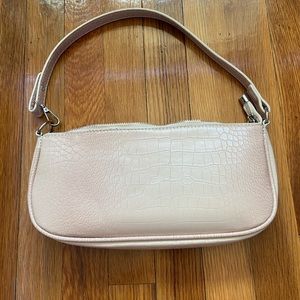 Cream crocodile print shoulder bag